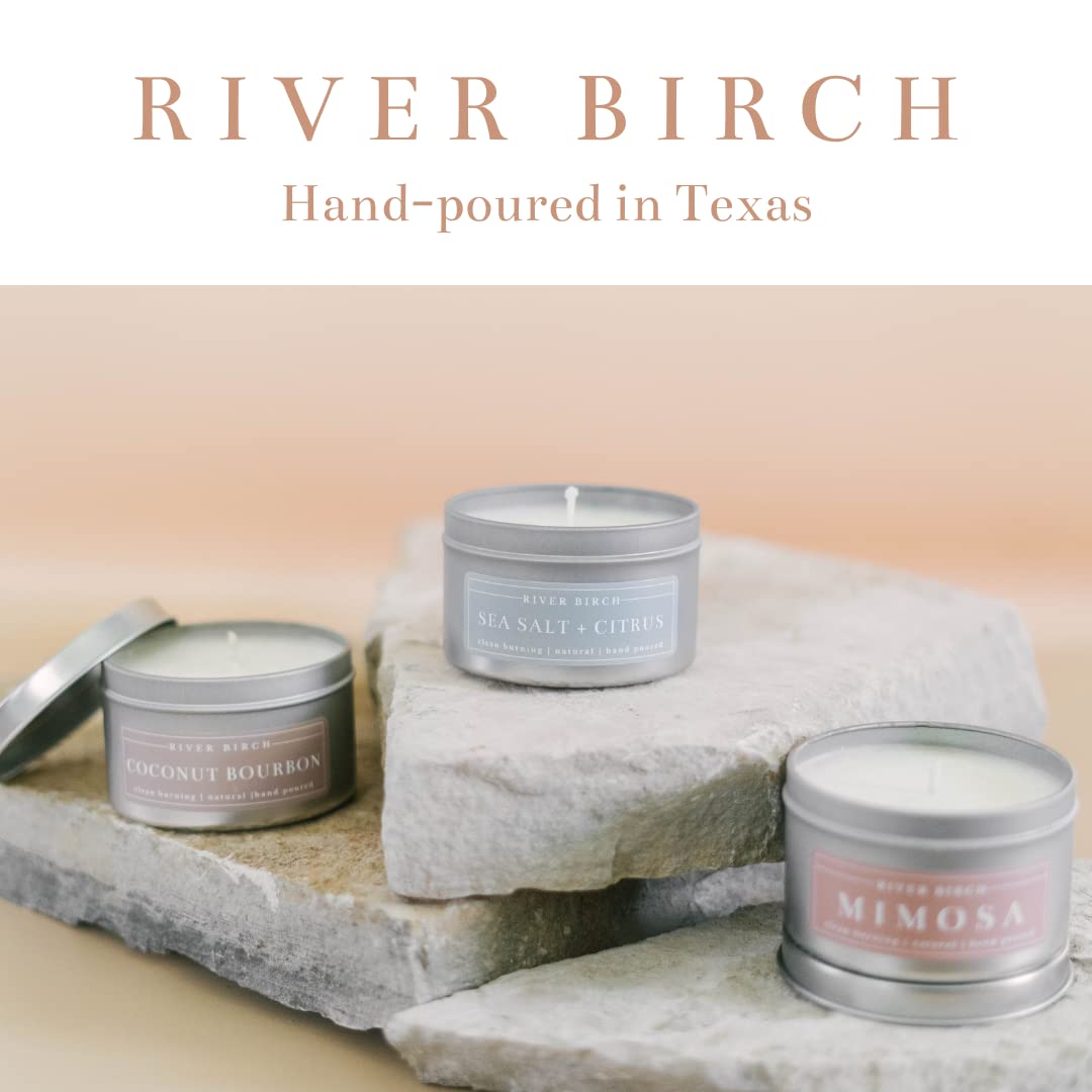 River Birch Candles Sea Salt + Citrus Scented Candle | Premium, All-Natural, Non-Toxic, Soy Candles | 8 oz. Silver Tin Travel Candle | Cozy Relaxing Gifts for Home