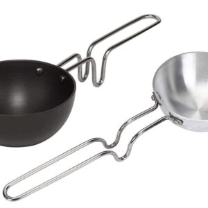 Hard Anodized Aluminium Tadka Pan Set of 2,Hard Anodized Mini Fry Pan/Tadka Pan,Dal Tadka Pan -Black and Silver