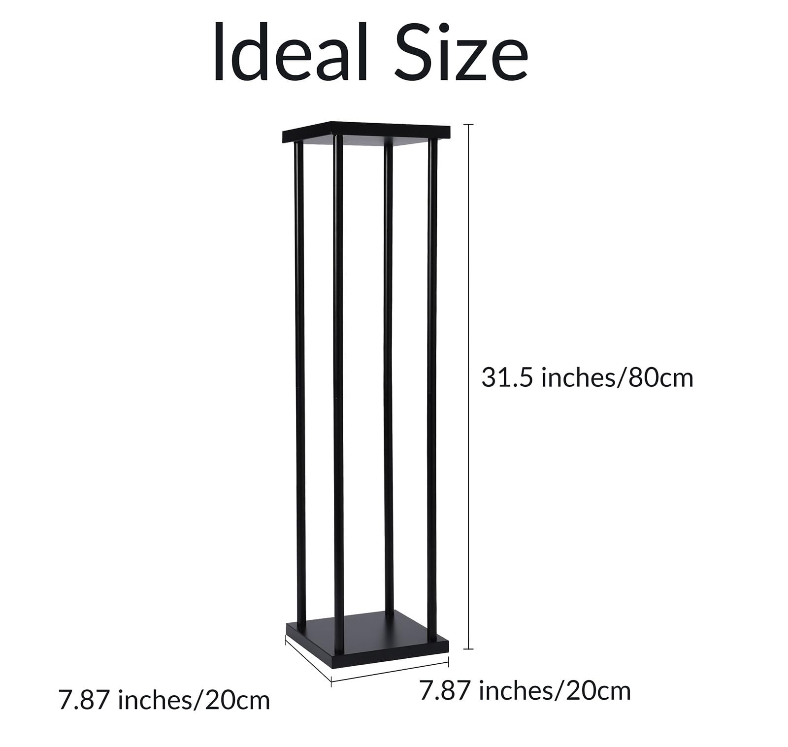 simprefine 2 Pcs 32 Inches Matte Black Wedding Column Decorative Flower Stand Tabletop Centerpiece for Engagement Bridal Shower Event Party Decoration