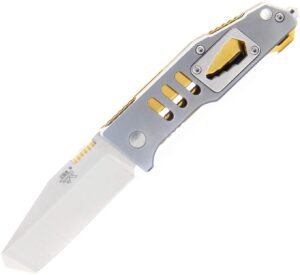 sanrenmu 7046 folding pocket knife with tanto blade multi function knife (grey&golden)