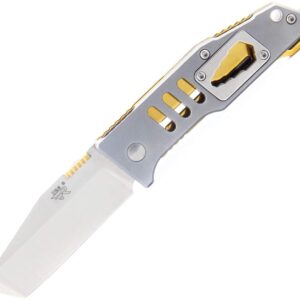 Sanrenmu 7046 Folding Pocket Knife with Tanto Blade Multi function Knife (Grey&Golden)