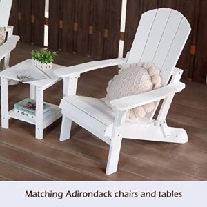 Stoog Folding All-Weather Adirondack Chairs Set of 2, 400 lbs Support, Outdoor Plastic Adirondack Chair, Looks and Feels Like Wood for Garden, Lawn, Deck, Pool, White