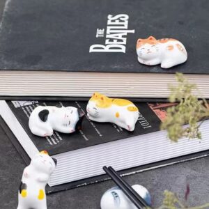 STJDM APULM Cat chopstick holder Lucky cat Lucky cat Penrest chopstick holder Cat chopstick pillow Ceramic cute decoration Ideal for taverns, family dining tables, living rooms