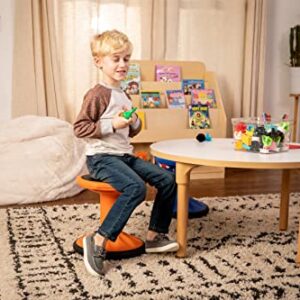 BizChair Adjustable Height Kids Active Stool - Flexible Orange Stool for Classroom and Home - Non-Skid Bottom - Rubberized Seat - 14" - 18" Seat Height