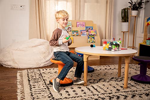 BizChair Adjustable Height Kids Active Stool - Flexible Orange Stool for Classroom and Home - Non-Skid Bottom - Rubberized Seat - 14" - 18" Seat Height