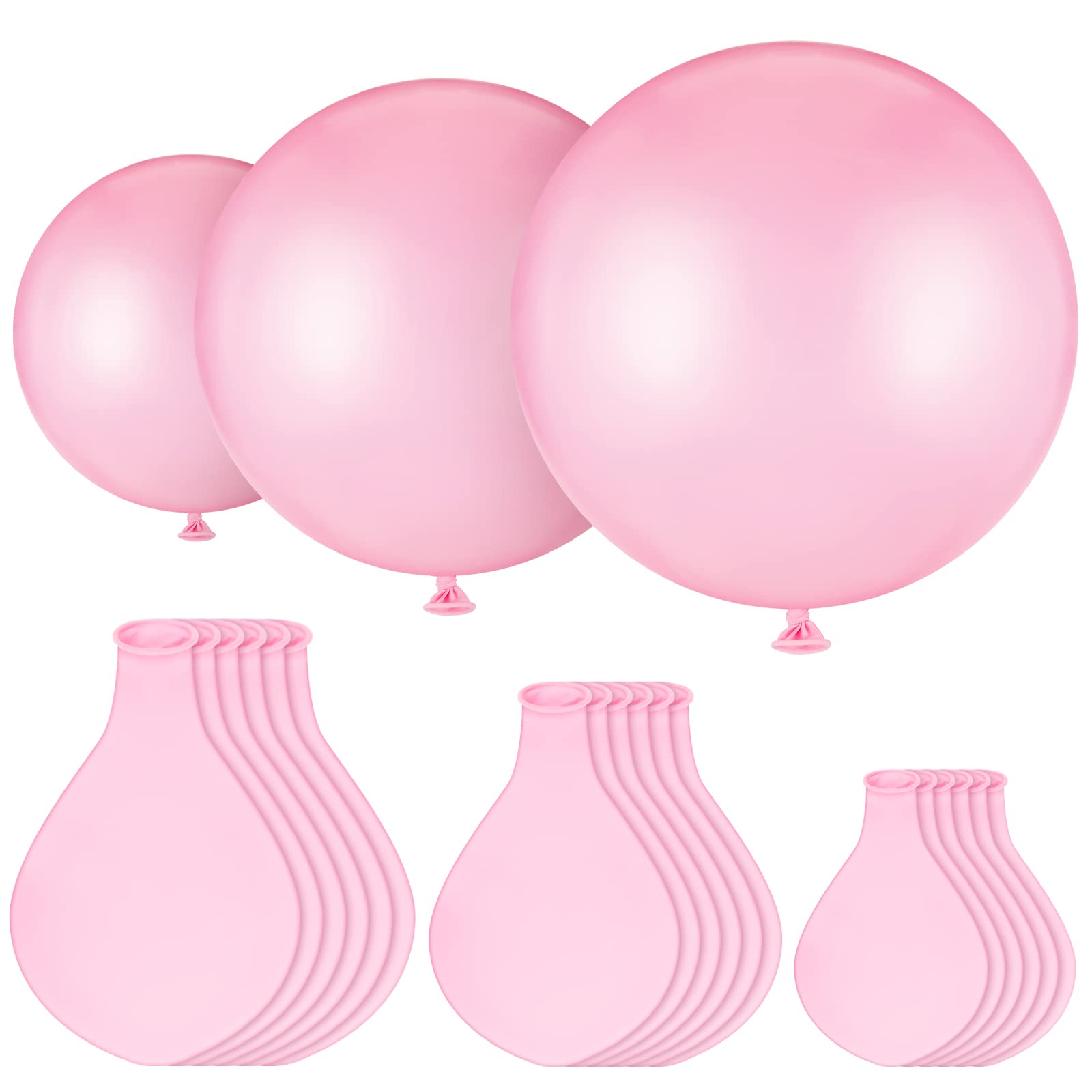 Charnoel 18 Pack 24 Inch Balloons Large Latex Balloons 36 Inch 18 Inch Giant Round Balloons Big Macaron Balloons for Wedding Birthday Party Baby Shower Decorations(Pink)