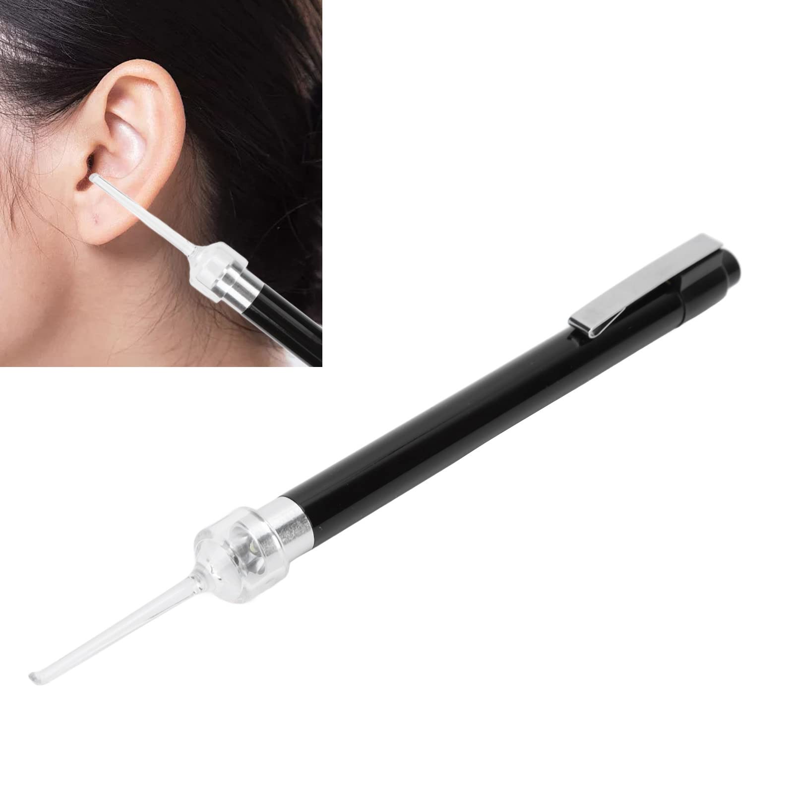 Ear Inspection Light,Ear Scope with Light, Ear Checking Penlight Ear Wax Removal Fitting Tool,Reusable LED Ear Penlight Nurse LED Pen Light with Pocket Clip for Torch Nursing