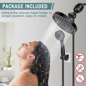 Taiker Filtered Shower Head, High Pressure Rainfall Shower Head/Handheld Shower Filter Combo, Luxury Modern Chrome Plated with 60'' Hose Anti-leak with Holder (Black)