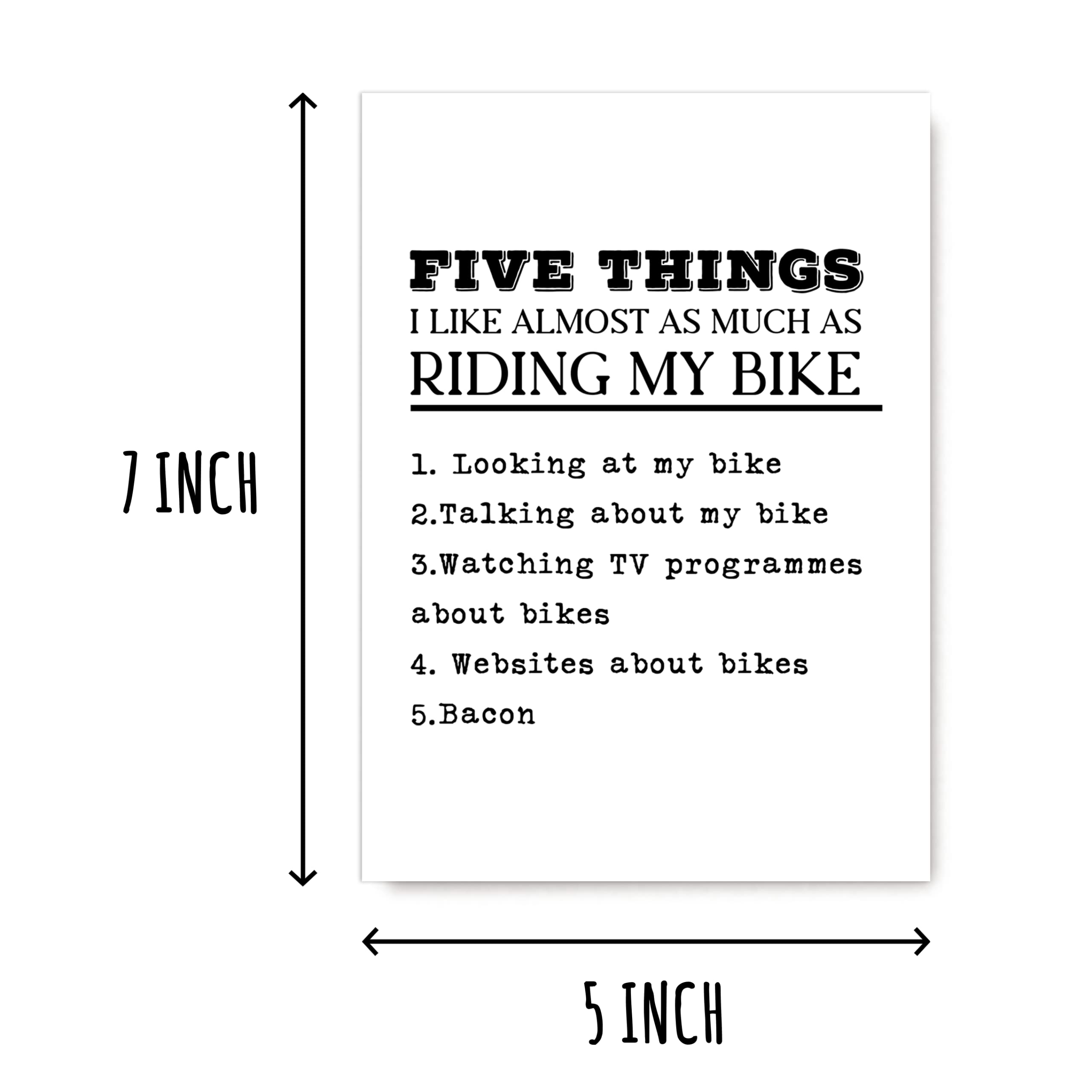 EirlysDesigns 5 Things I Like More Than My Bike Card - Love Bike Riding Card - Funny Card - Happy Birthday Card Bike Fanatic Card Motorbike Card, 5 x 7 inches