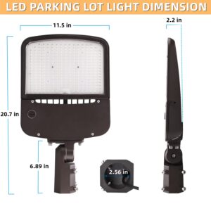 200W Outdoor LED Parking Lot Light with Adjustable Slip Fitter Mount, 5000K LED Area Light with Dusk to Dawn Photocell, 100-277V 28000LM [600W-800W HPS/HID Equiv] ETL LED Commercial LED Flood Light