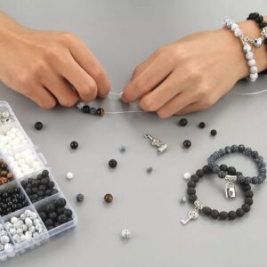 Stone Beads for Jewelry Making, Charm Bracelet Making Kit 450Pcs Beads for Bracelets Making Kit DIY Magnetic Bracelets for Couples Lovers