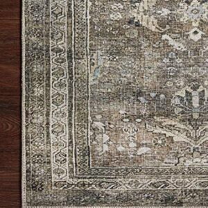 Loloi Layla Collection, LAY-13, Antique/Moss, 9'-6" x 14', .13" Thick, Area Rug, Soft, Durable, Vintage Inspired, Distressed, Low Pile, Non-Shedding, Easy Clean, Printed, Living Room Rug