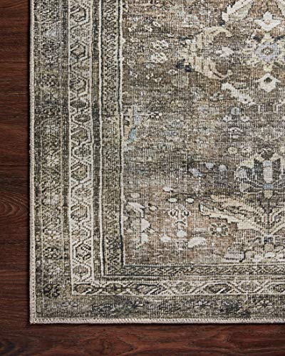 Loloi Layla Collection, LAY-13, Antique/Moss, 9'-6" x 14', .13" Thick, Area Rug, Soft, Durable, Vintage Inspired, Distressed, Low Pile, Non-Shedding, Easy Clean, Printed, Living Room Rug