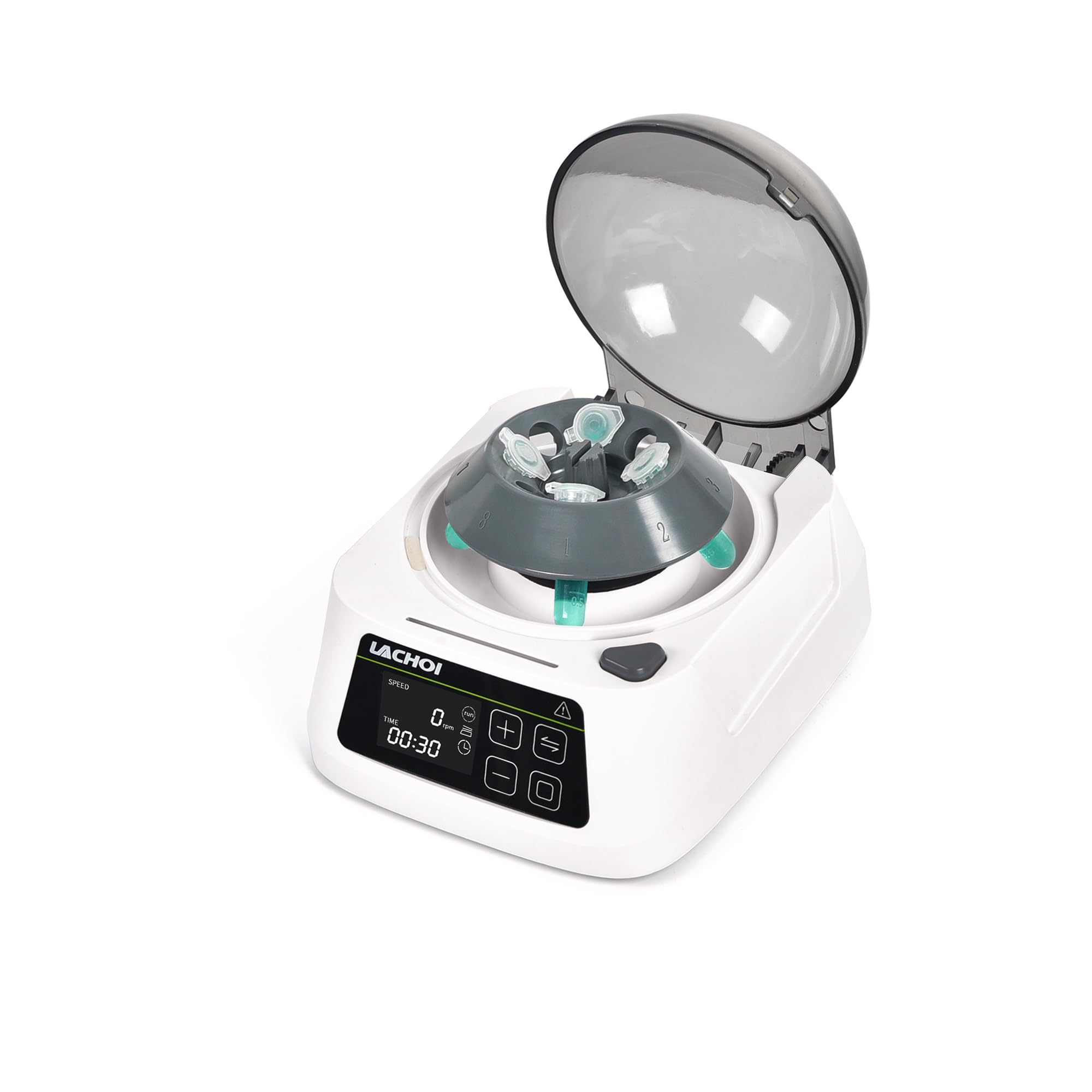 LACHOI Mini Lab Centrifuge Machine 1000-10000RPM Adjustable Time LCD Digital Mini Microcentrifuge Scientific Mini Centrifuge Benchtop with 2 Rotors for 8×0.2/0.5/1.5/2ml Tubes&2×8×0.2ml PCR Strips