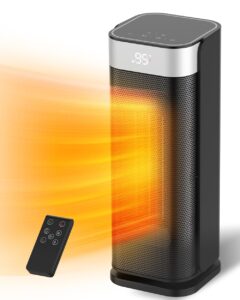 sunnote space heater for indoor use, 1500w fast heating, electric & portable ceramic heaters with thermostat, 5 modes, 24hrs timer, 80°oscillating room heater with remote, safe for office bedroom use