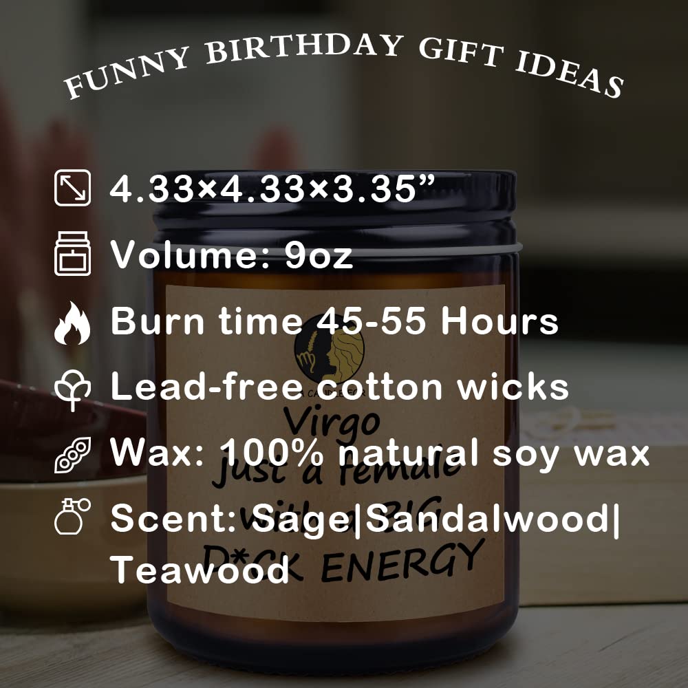 Funny Birthday Gifts for Women Men, Unique Virgo Candle Bday Gifts for Her Best Friends Woman Mom Sister Girlfriend 21st 30th 40th 50th, Fun Present for Grandma Wife Husband Frendship Ideas