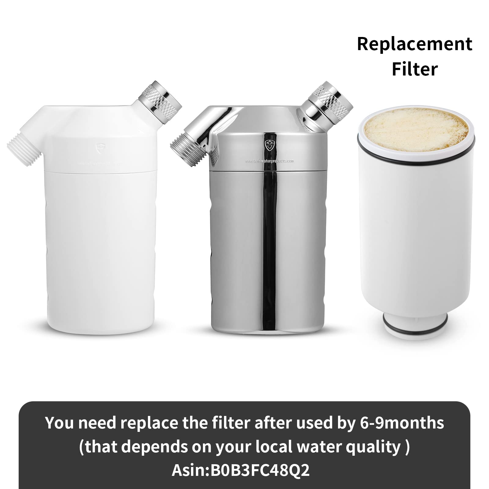 Safe Water Products Inline-Safe Legionela Water Filter for Wall Shower legionela Shower Head Filter Removed 99.99999% of Harmful Substance SS-882Max (White)