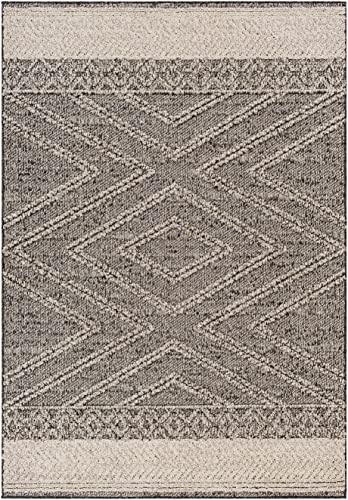 Hauteloom Areli Living Room, Bedroom Patio Outdoor Area Rug - Black, Gray, Beige - 7'10" x 10'