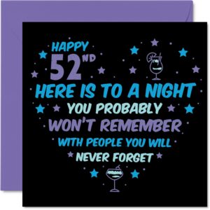 funny 52nd birthday card for men women - won't remember - happy birthday cards for 52 year old dad papa pops mom aunt uncle cousin friend, 5.7 x 5.7 inch fifty-two fifty-second greeting cards gift