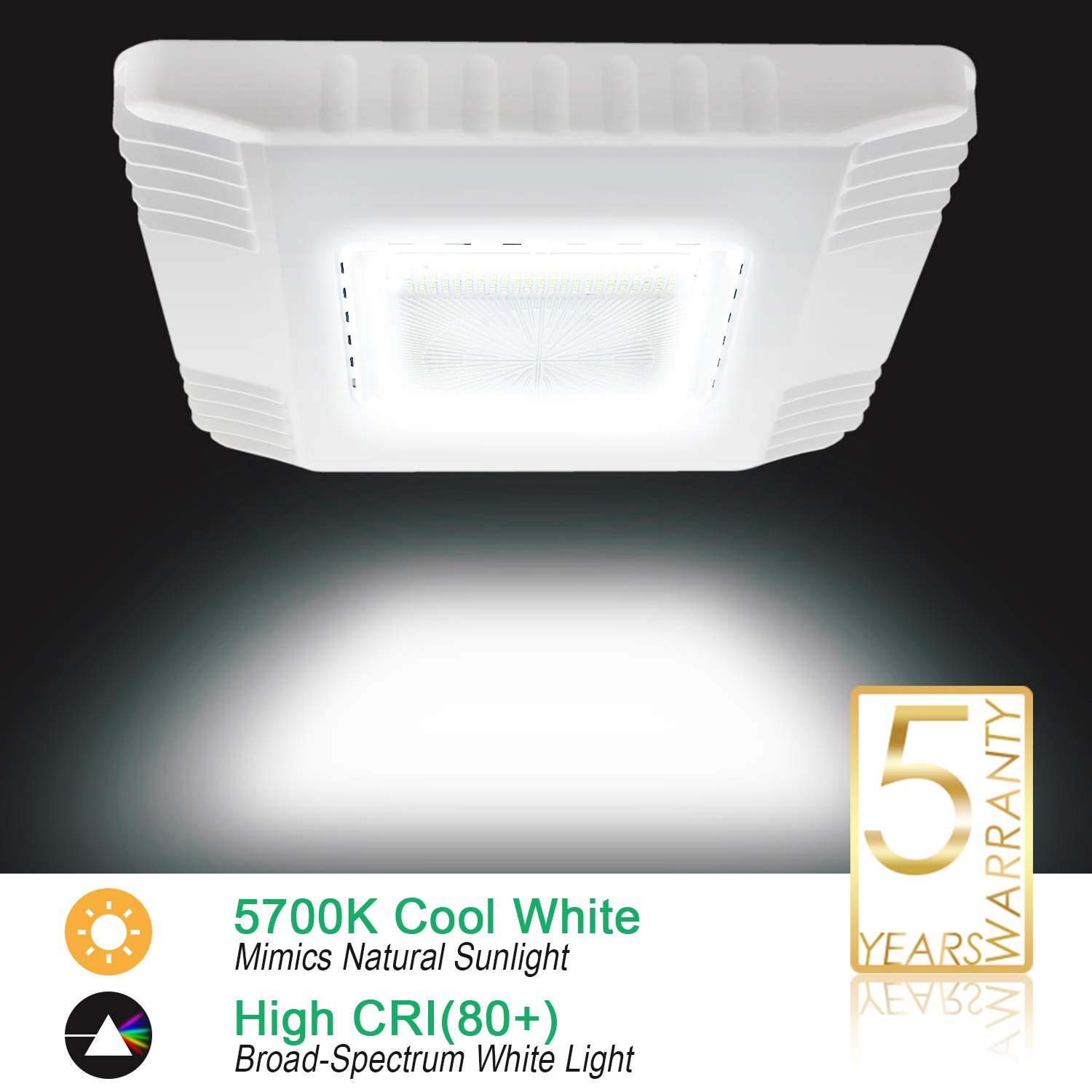 OSTEK 2 Pack LED Canopy Light 150W Gas Station Carport Ceiling Light 5700K, Outdoor Rated (600W HID/HPS Equivalent), 90-277V IP65 DLC & UL Listed