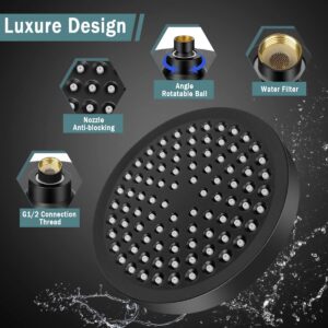 Taiker Filtered Shower Head, High Pressure Rainfall Shower Head/Handheld Shower Filter Combo, Luxury Modern Chrome Plated with 60'' Hose Anti-leak with Holder (Black)