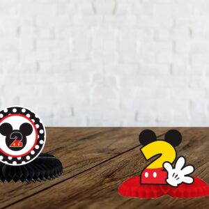 Cartoon Black Red Mouse Happy 2nd Birthday Honeycomb Centerpieces Oh Twodles Theme Decor for Boy Girl Princess High Chair 2nd Birthday Party Baby Shower Favors Supplies Decorations Photo Booth Props