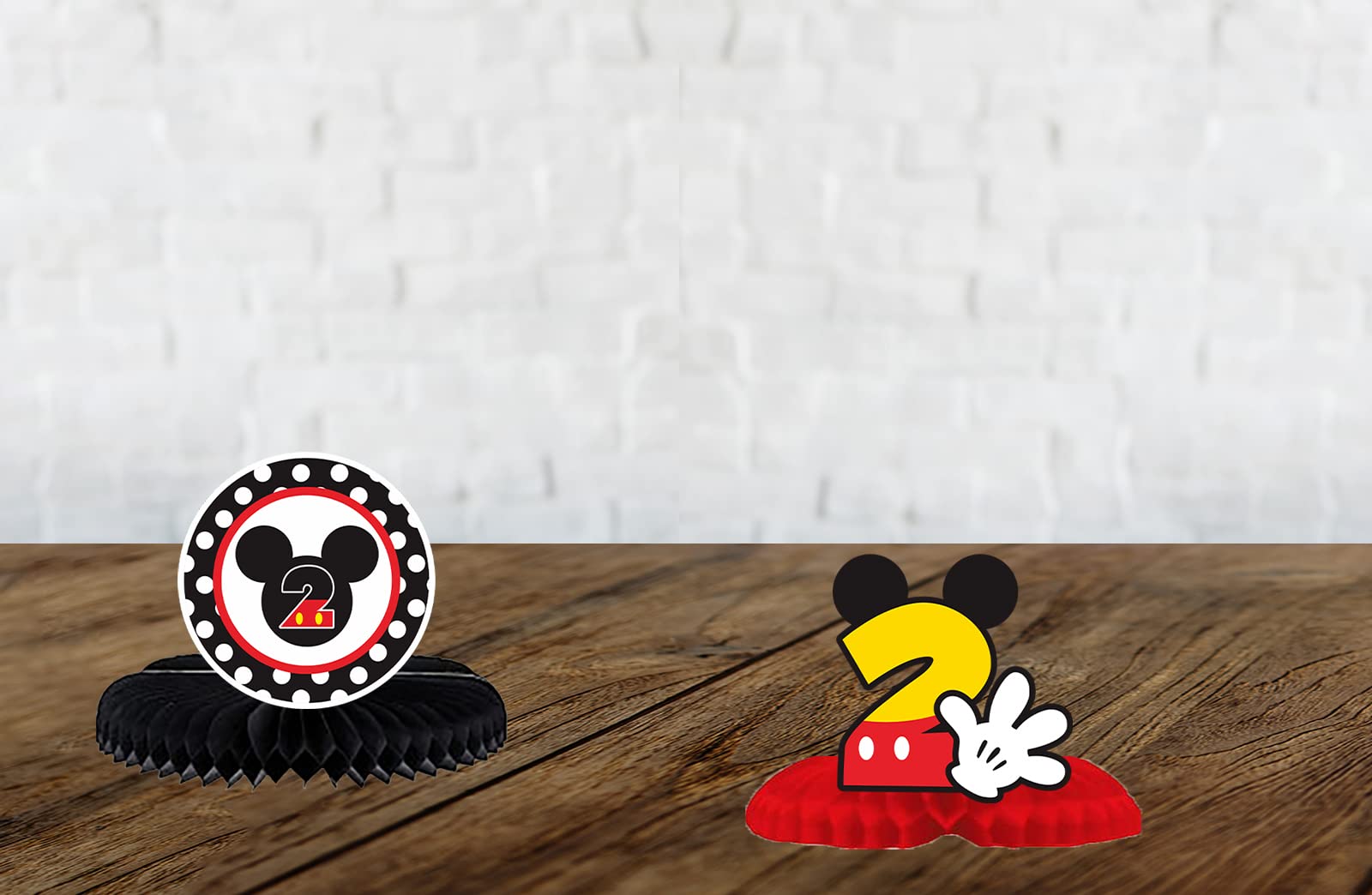 Cartoon Black Red Mouse Happy 2nd Birthday Honeycomb Centerpieces Oh Twodles Theme Decor for Boy Girl Princess High Chair 2nd Birthday Party Baby Shower Favors Supplies Decorations Photo Booth Props