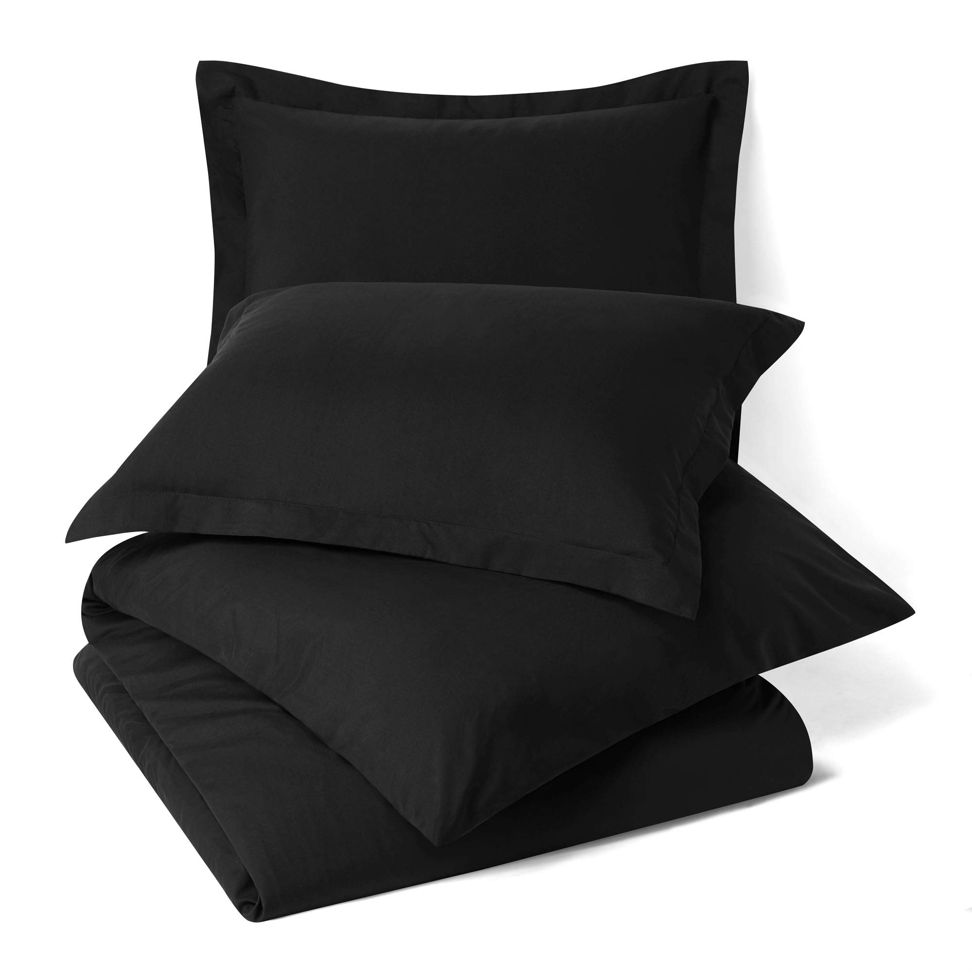 YASH BEDDING 600 Thread Count Black King Size Duvet Cover Set, 3 Piece Double Brushed Cotton Duvet Cover with Button Closure, 1 King Duvet Cover (92 x 106) inches and 2 Pillow Shams