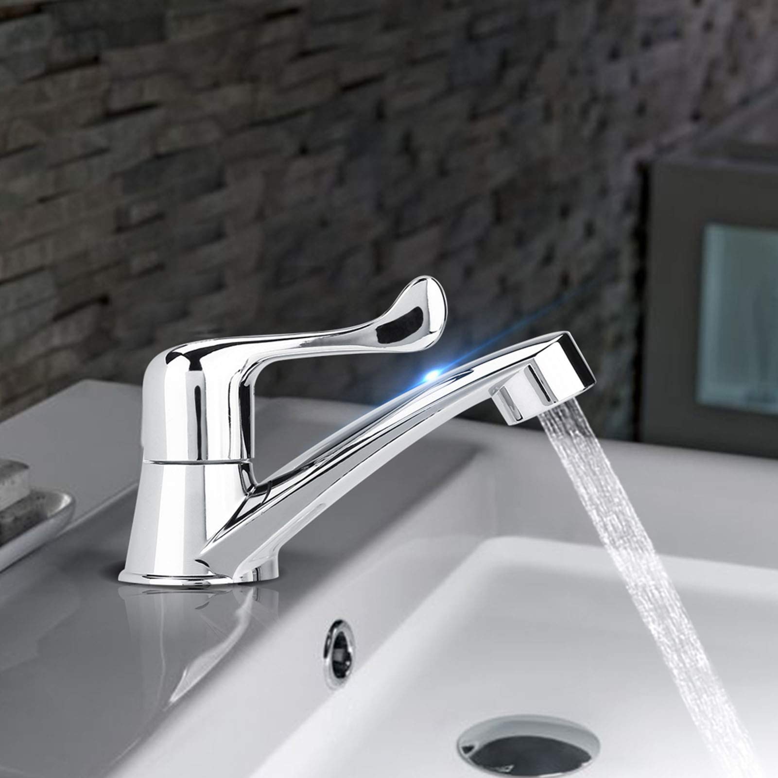 Joyzan Basin Water Tap, Bathroom Faucet Single Lever Single Handle ABS Single Cold Faucet Sink Water Tap for Bathroom Kitchen Rest Room Bathtub(Fishtail G1/2)