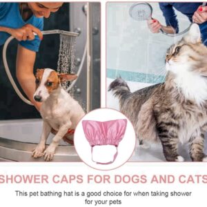 Pet Shower Cap - Waterproof Reusable Bath Ear Covers with Adjustable Strap Prevent Water in Ears Elastic Headgear for Cat Dog Kitten Puppy (S (10.2''-13.4''), Pink)