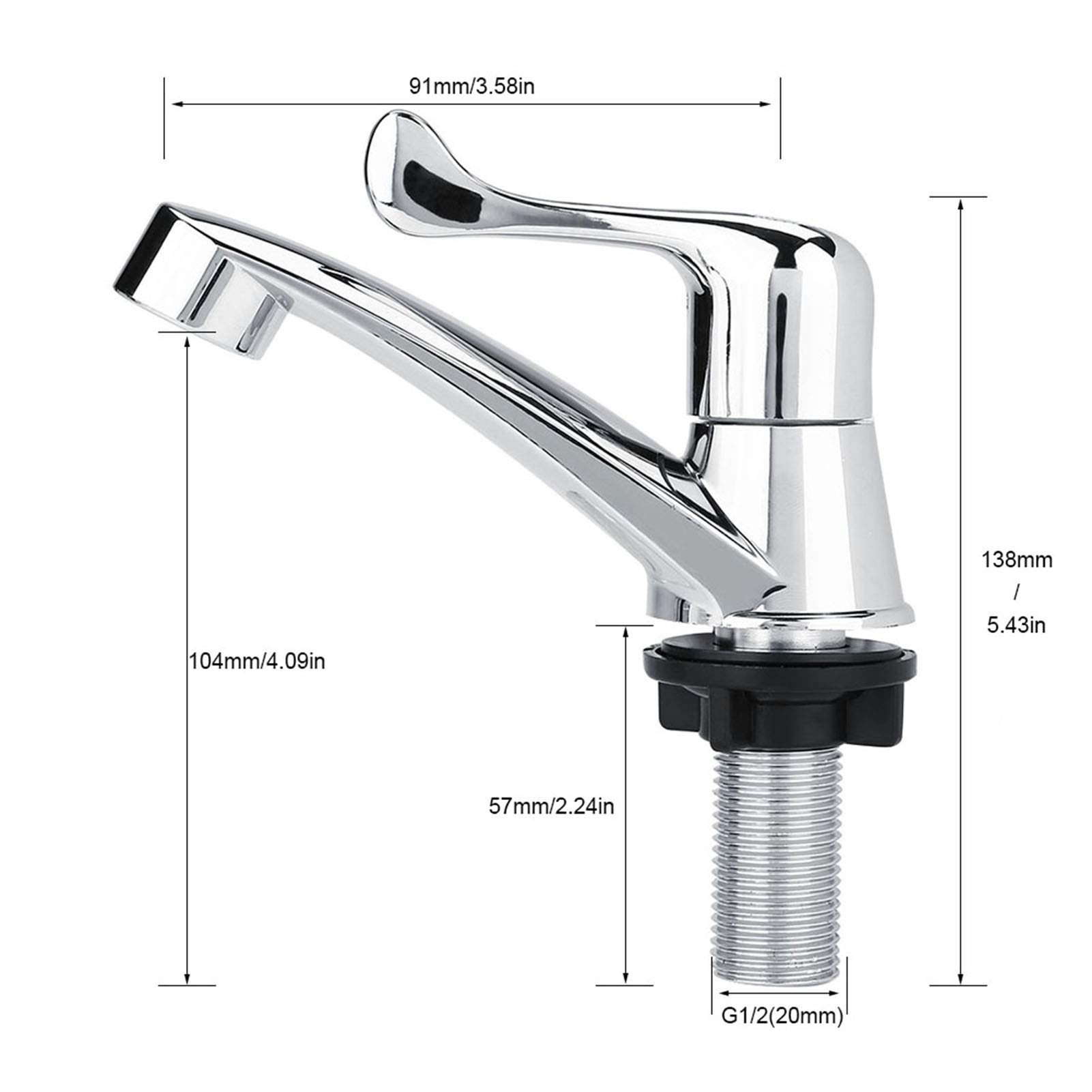 Joyzan Basin Water Tap, Bathroom Faucet Single Lever Single Handle ABS Single Cold Faucet Sink Water Tap for Bathroom Kitchen Rest Room Bathtub(Fishtail G1/2)