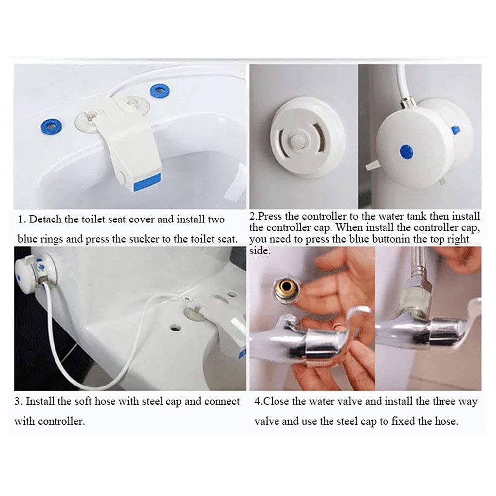 Toilet Bidet Attachment, Toilet Flushing Sanitary Device with Adjustable Spray Nozzle, Non-Electric Bidet Toilet Seat Attachment Bidet for Male and Female(White)