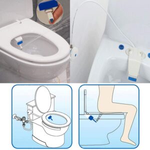 Toilet Bidet Attachment, Toilet Flushing Sanitary Device with Adjustable Spray Nozzle, Non-Electric Bidet Toilet Seat Attachment Bidet for Male and Female(White)