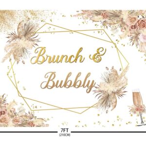 SENDY 7x5ft Boho Brunch and Bubbly Backdrop Bridal Shower Party Decorations Supplies Wedding Bachelorette Banner Bohemia Floral Pampas Gold Champagne Photography Background Cake Table Photo Booth Prop