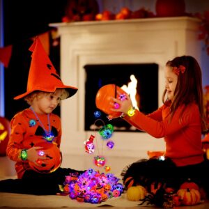 YUJUN 68PCS Halloween Light up Toys,Halloween Party Favors Flashing Ring Bracelets Necklace Glow in The Dark for Kids Halloween Treats Games Prizes Candy Goodie Bag Fillers