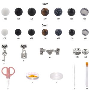 Stone Beads for Jewelry Making, Charm Bracelet Making Kit 450Pcs Beads for Bracelets Making Kit DIY Magnetic Bracelets for Couples Lovers