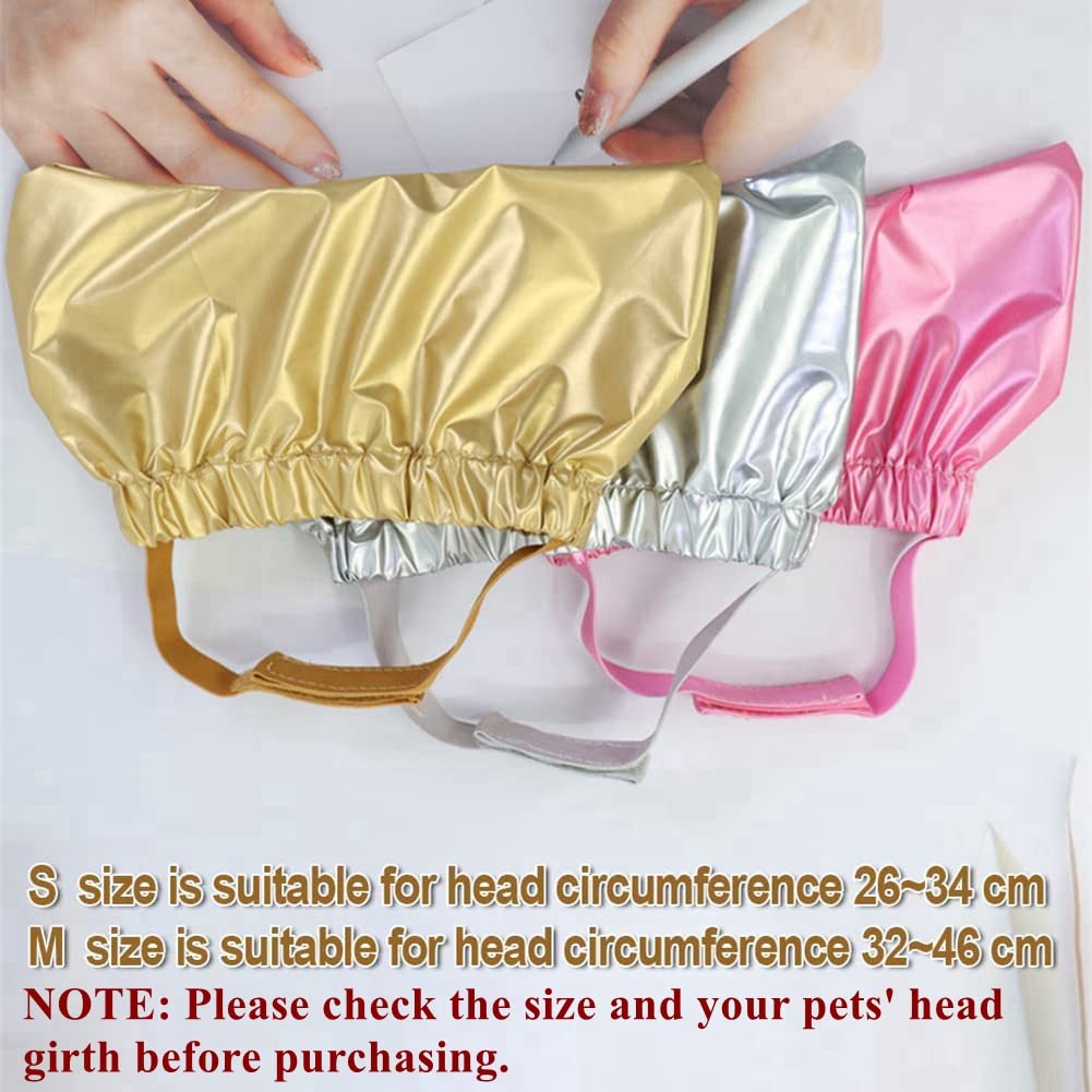 Pet Shower Cap - Waterproof Reusable Bath Ear Covers with Adjustable Strap Prevent Water in Ears Elastic Headgear for Cat Dog Kitten Puppy (S (10.2''-13.4''), Pink)