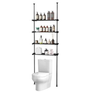 XIHUAN Adjustable Over The Toilet Storage Bathroom Organizer and Storage Shelf Stand Space Saving with Tension Poles 4 Tier Metal Rack White