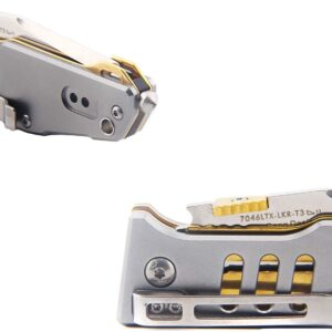 Sanrenmu 7046 Folding Pocket Knife with Tanto Blade Multi function Knife (Grey&Golden)