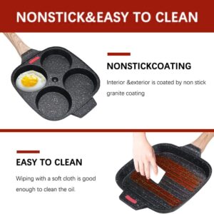 Bobikuke 2-Piece Set, Nonstick Aluminum Egg Pan and Grill Pan with Glass Lid, Induction Compatible, PFOA and PTFE Free