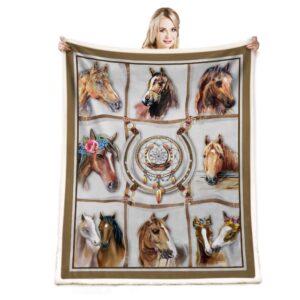 horse blanket horse gifts for girl, christmas birthday horse gifts for women,gifts for daughter friend horse lovers,horse dream catcher flower print soft throw blanket for couch bedding