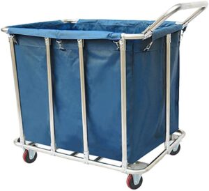 commercial laundry cart with wheels, 400l large laundry rolling bins with removable waterproof canvas lining basket, heavy duty stainless steel laundry hampers for hotels & hospital, 440lbs load