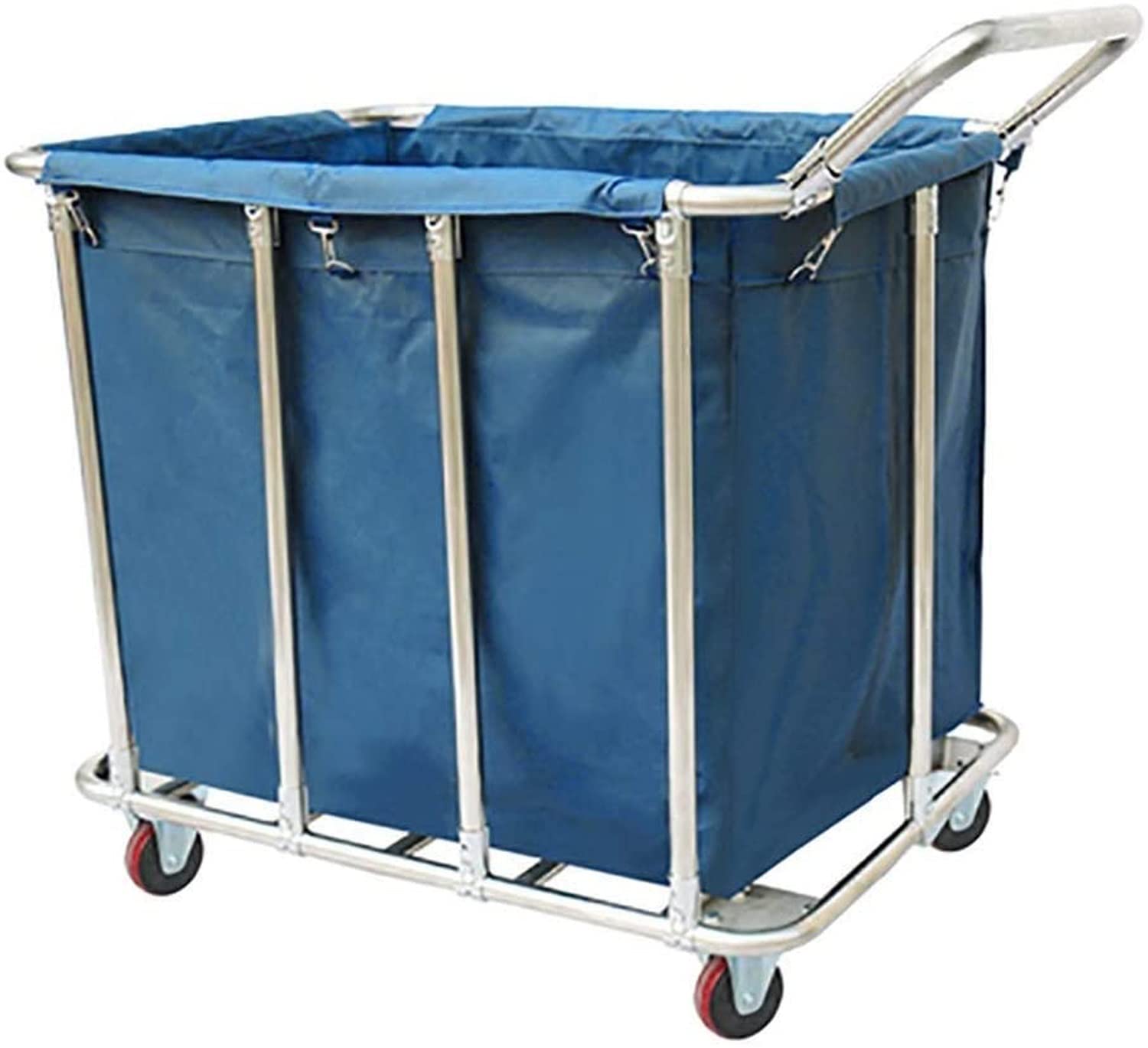 Commercial Laundry Cart with Wheels, 400L large Laundry Rolling Bins with Removable Waterproof Canvas Lining Basket, Heavy Duty Stainless Steel Laundry Hampers for Hotels & Hospital, 440lbs Load