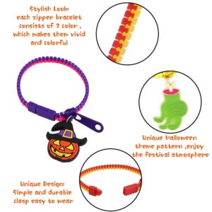 YUJUN 28PCS Halloween Zipper Bracelets for Kids,Halloween party favor Fidget Zipper Wristbands Bulk Trick or Treat Gifts Prizes Giveaways Candy Goodie Bag Stuffers and Kids Halloween Party Supplies