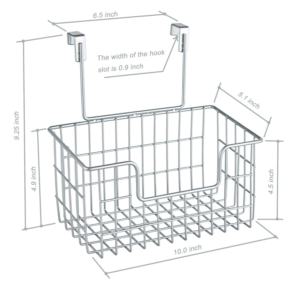 JUNCHU CHERRY 2 Pack The Cabinet Door Organizer, Hanging Wall Mount Storage Wire Basket,Grid Storage Basket for Kitchen,Pantry Bathroom,Cabinet,Chrome