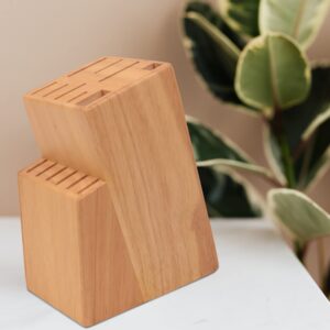 Kitchen knife holder elegant & sturdy (15 slots). Universal knife block with slots for knives, scissor and sharpenner. Knife Block without Knives. Kitchen knife holders for counter top. (Pine)