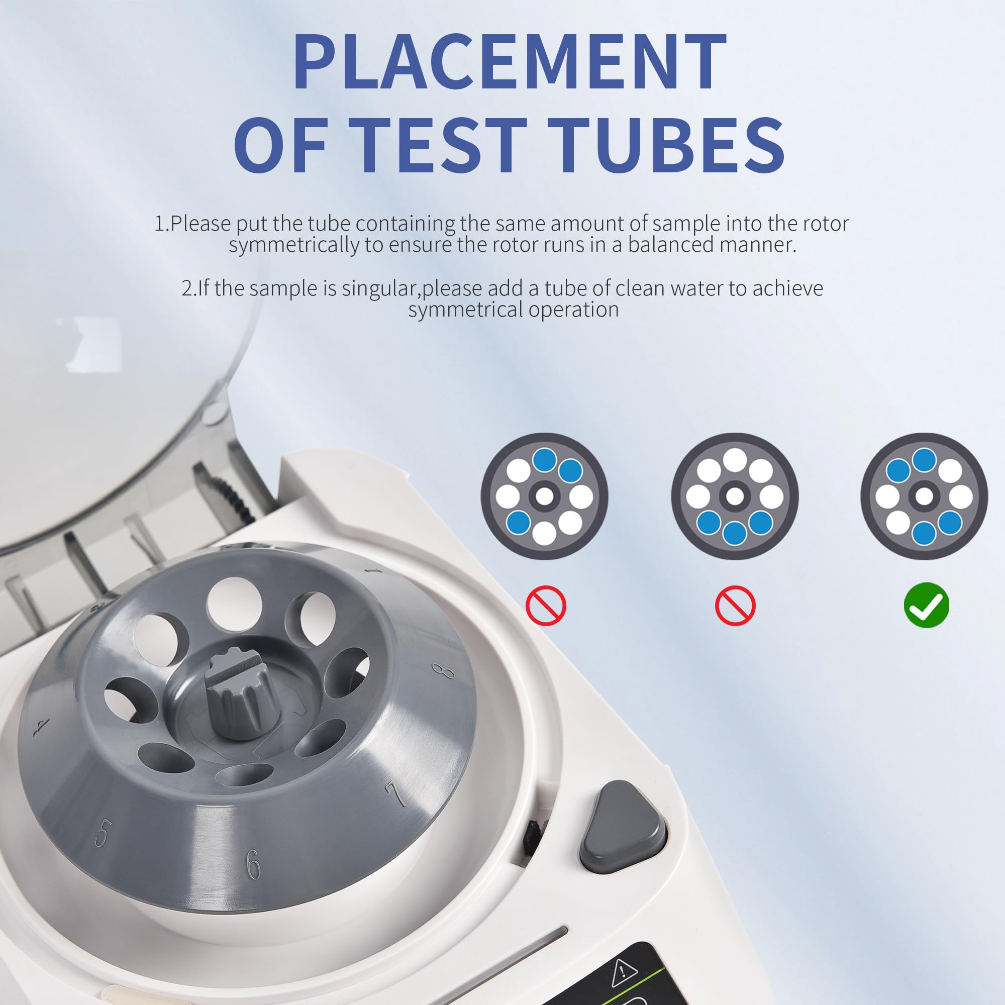 LACHOI Mini Lab Centrifuge Machine 1000-10000RPM Adjustable Time LCD Digital Mini Microcentrifuge Scientific Mini Centrifuge Benchtop with 2 Rotors for 8×0.2/0.5/1.5/2ml Tubes&2×8×0.2ml PCR Strips