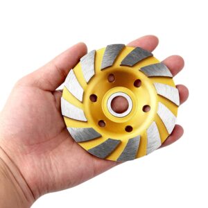 5pcs Concrete Stone Ceramic Turbo Diamond Grinding Cup Wheel,4 Inch-12 Segs Heavy Duty Angle Grinder Wheels for Angle Grinder (Yellow)