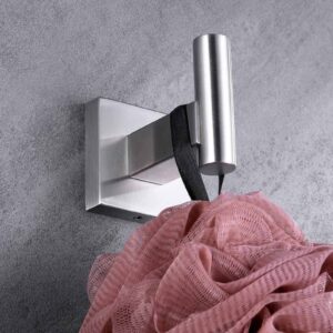 Suyar Bathroom Towel Hook Brushed Nickel, SUS304 Stainless Steel Robe Coat Holder for Shower Kitchen Closet Garage, Modern Heavy Duty Clothes Hook Wall Mounted