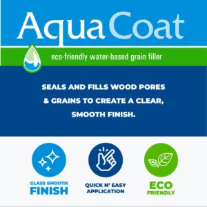 Aqua Coat Water Based High Performance Clear Wood Grain Filler Gel, Great for Home Improvement and DIY Woodworking Professionals, Low Odor, Fast Drying and Stainable, 1 Pint